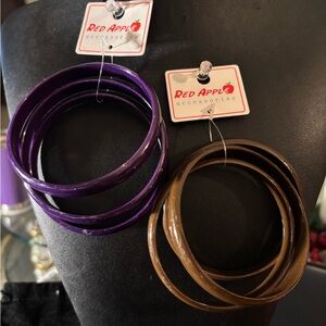 Apple Purple and Brown Bracelet Set